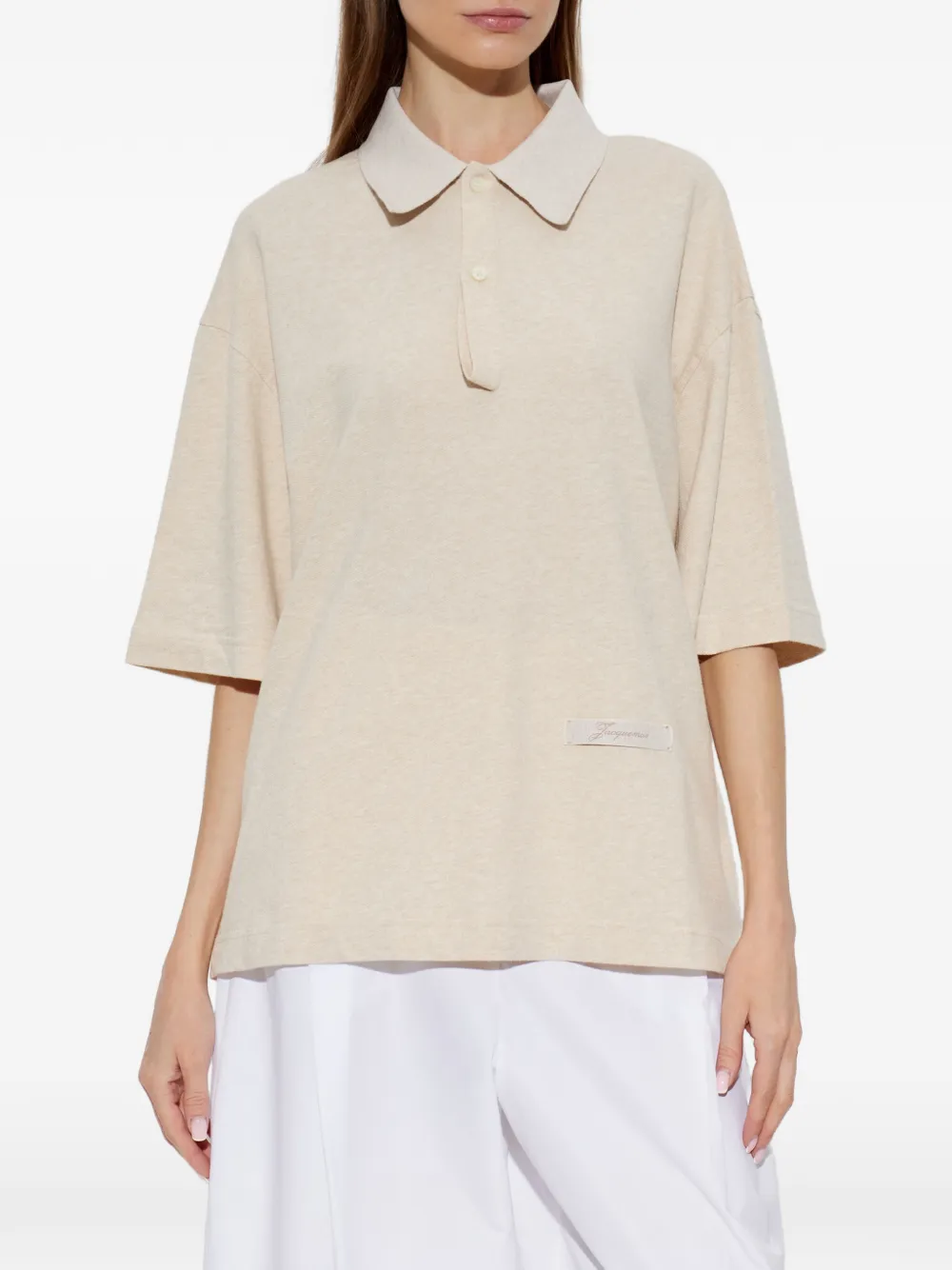 Jacquemus Ruban poloshirt met logopatch Beige