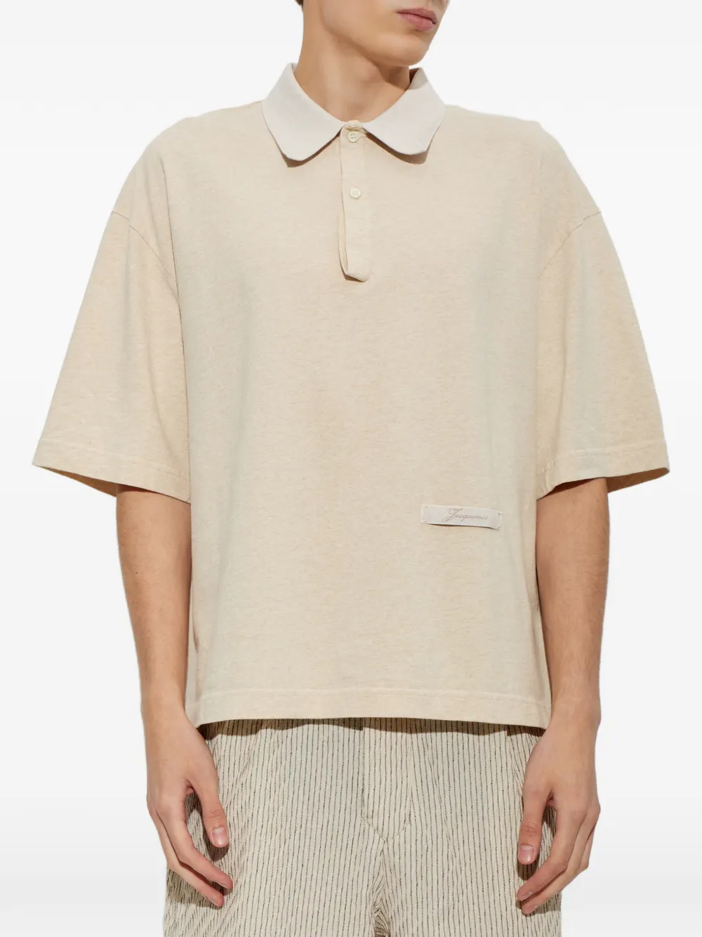 Jacquemus Ruban poloshirt met logopatch Beige