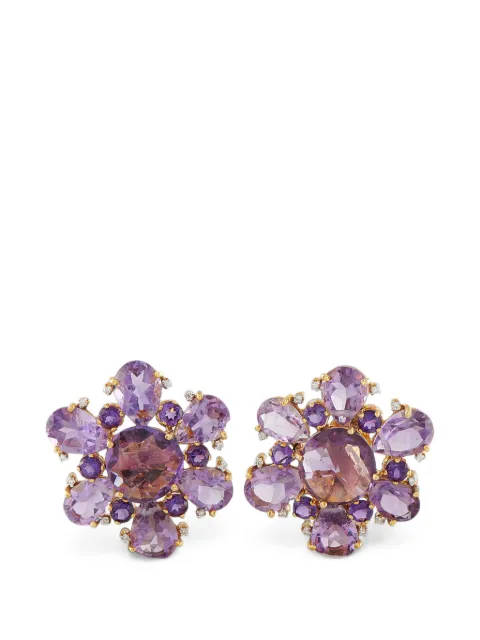 LB Exclusive pendientes con motivo floral con amatista y diamantes