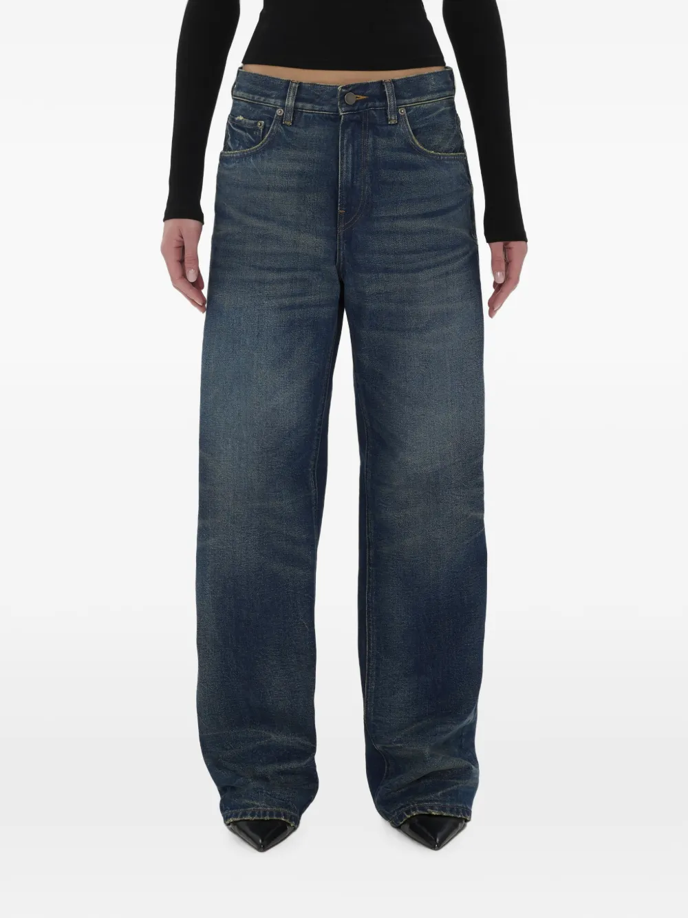 Haikure faded-effect wide-leg jeans - Blu