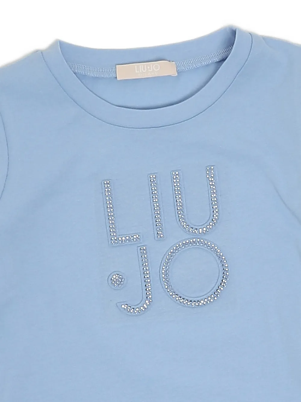 Liu Jo Kids Midi-jurk met ruches en logo van stras Blauw
