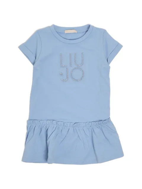 Liu Jo Kids rhinestone-logo ruffled midi dress