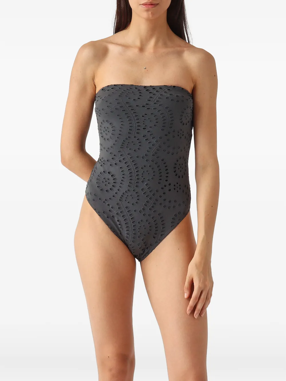 MC2 Saint Barth Broderie anglaise strapless badpak Grijs