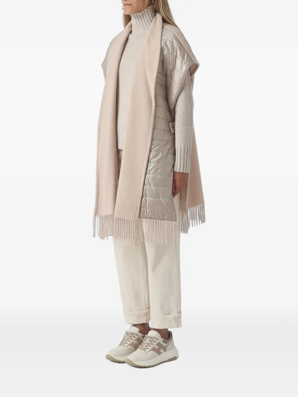 Herno Gewatteerde bodywarmer met franje Beige