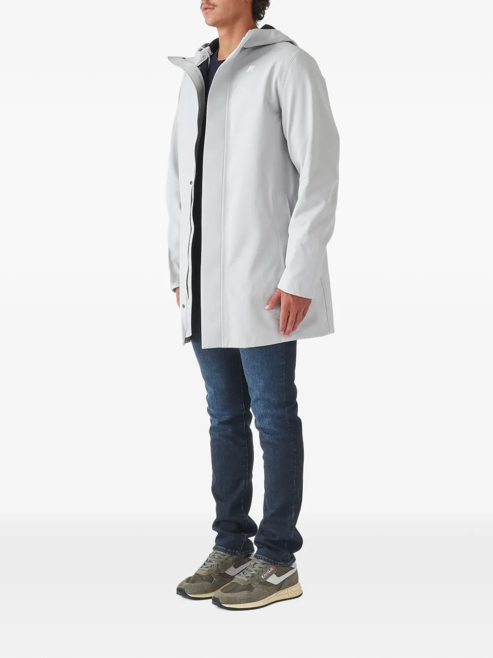 K-Way Marlyn hooded logo-patch coat Grijs