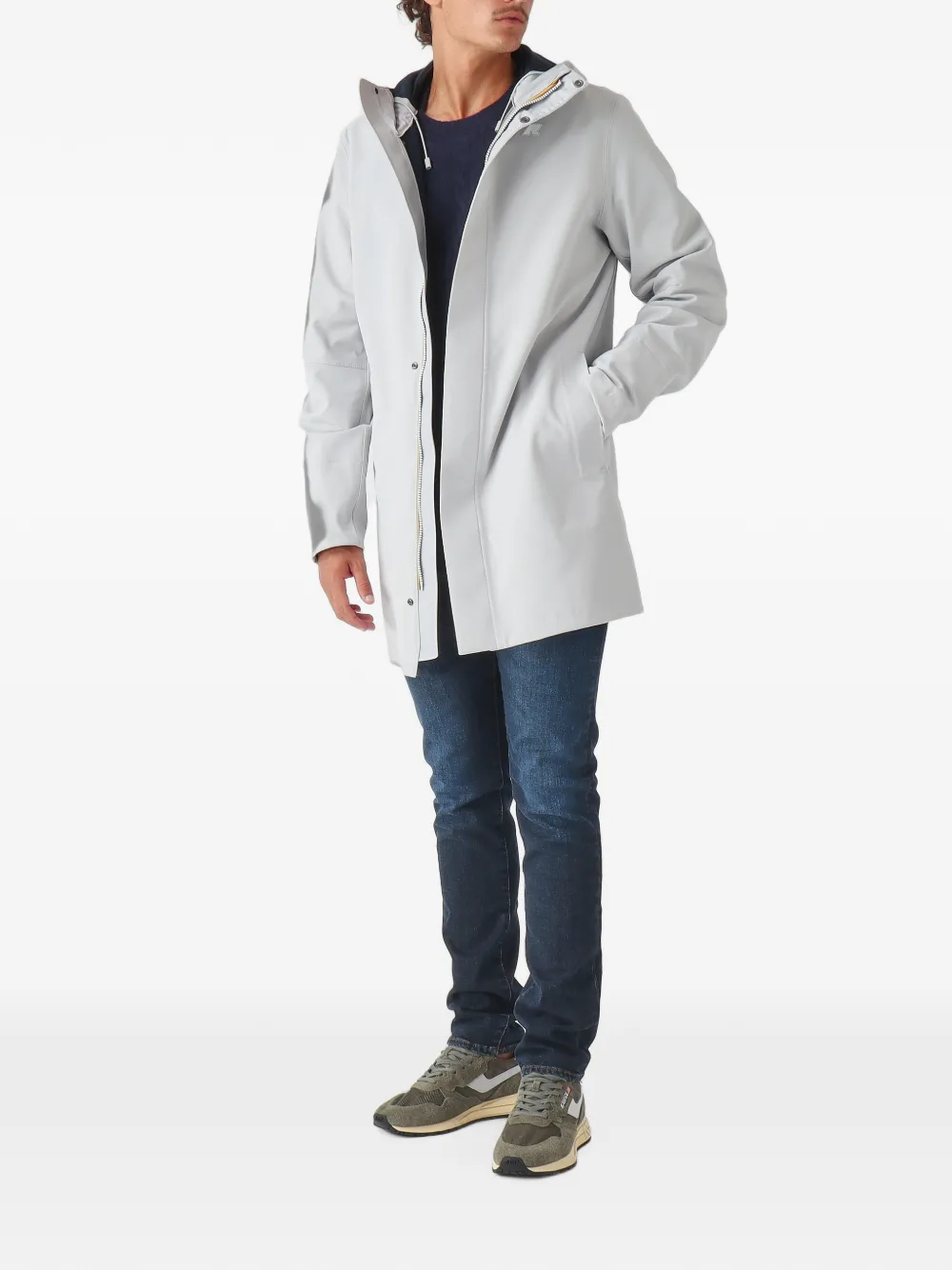 K-Way Marlyn hooded logo-patch coat Grijs