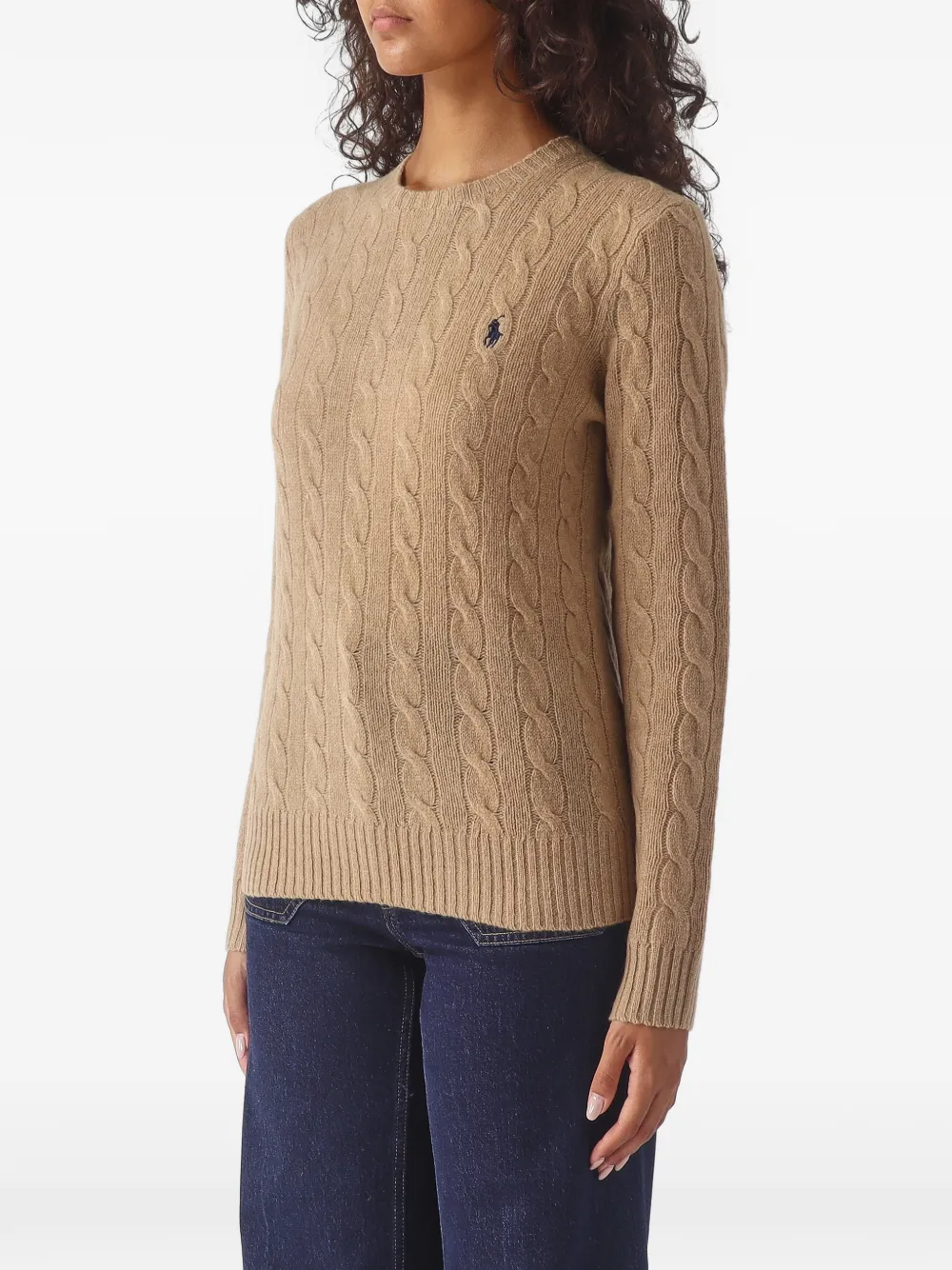 Polo Ralph Lauren Kabelgebreide trui met geborduurd logo Beige