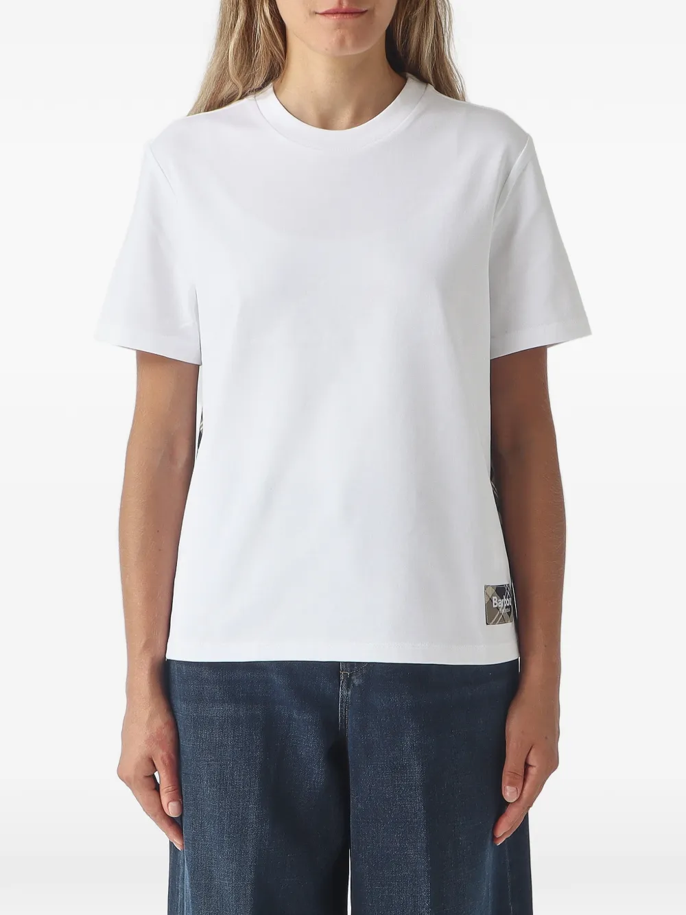 Barbour Tartan-panel Logo-patch T-shirt In White