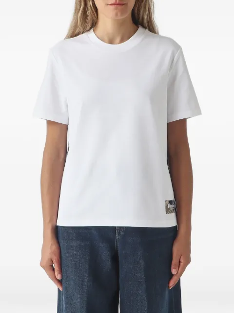 Barbour playera con parche del logo y panel de cuadros tartán