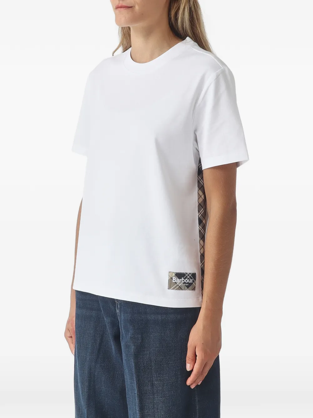 Barbour T-shirt met tartan-ruit en logopatch Wit
