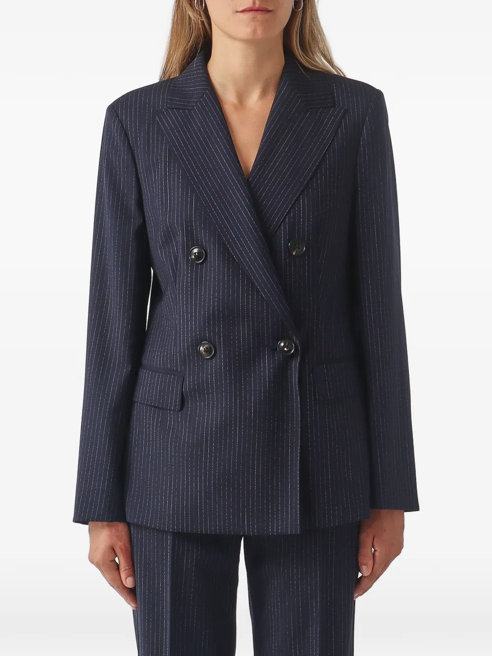 Max Mara pinstripe double-breasted blazer - Blu