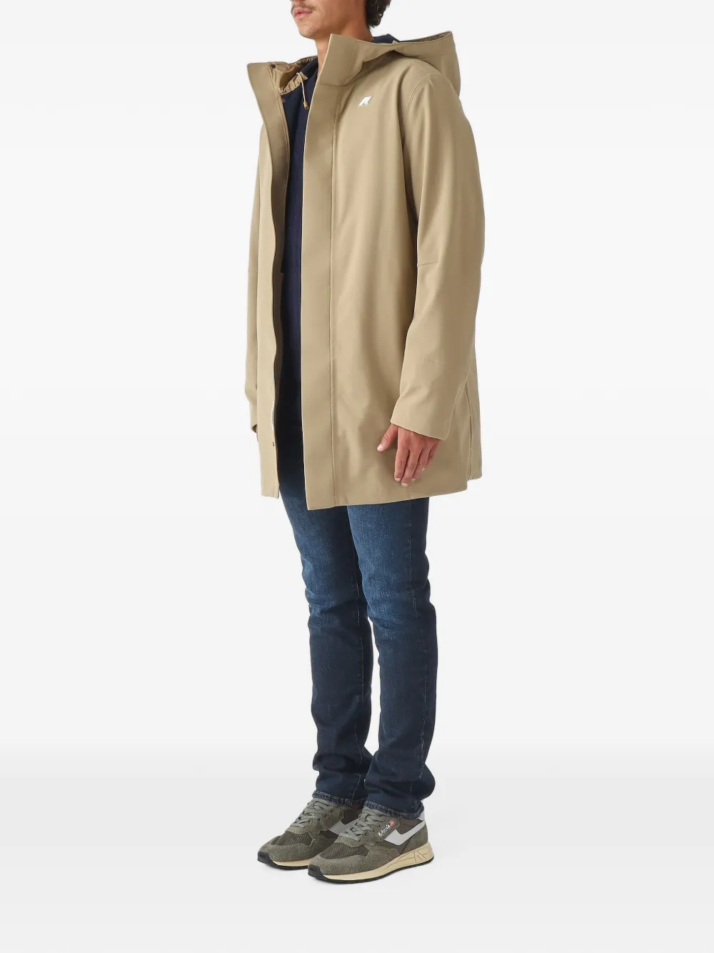 K-Way Marlyn hooded logo-print coat Beige