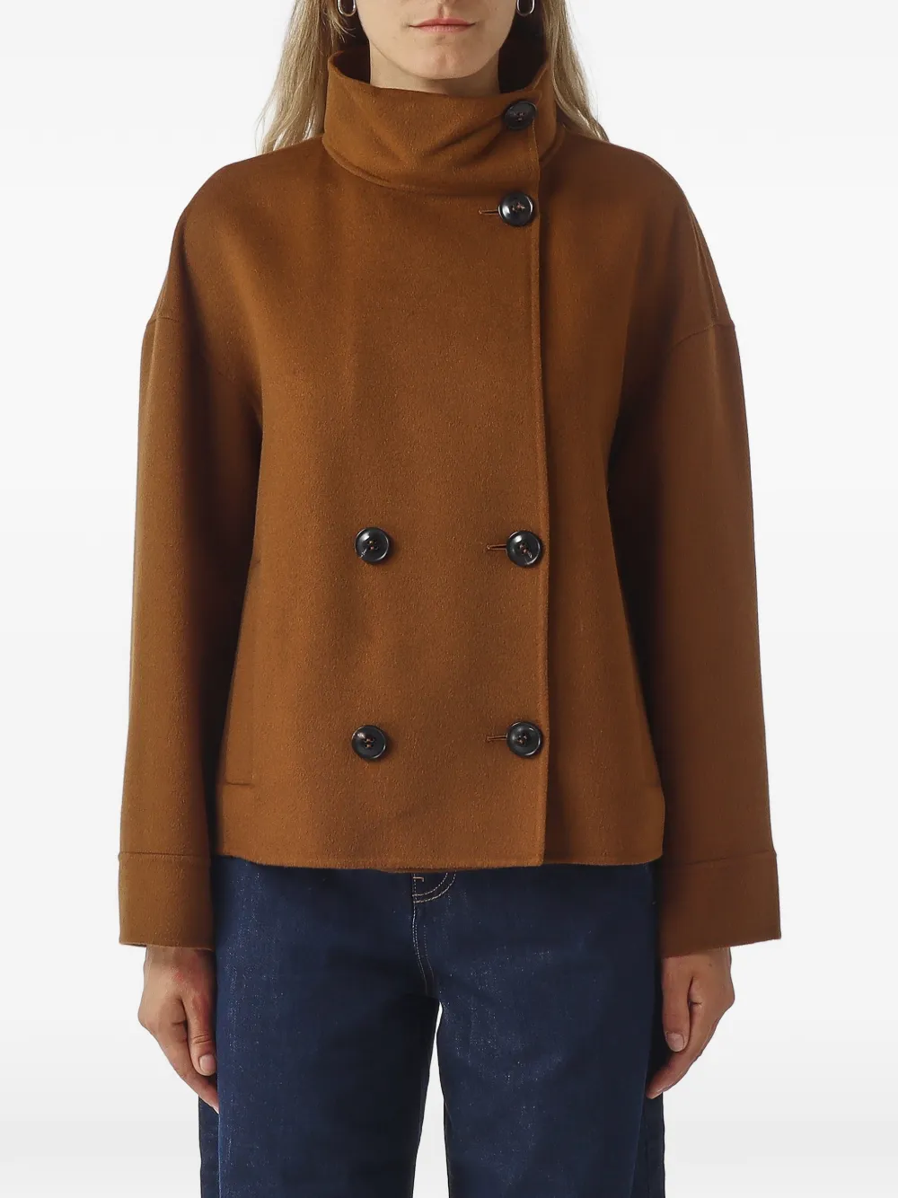 Max Mara Aceri double-breasted high-neck coat