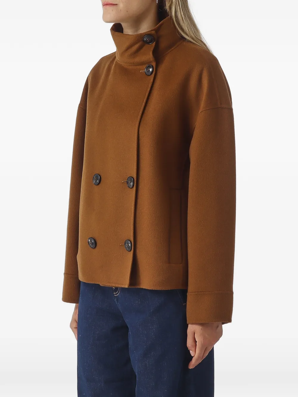 Max Mara Aceri jas met dubbele rij knopen Bruin