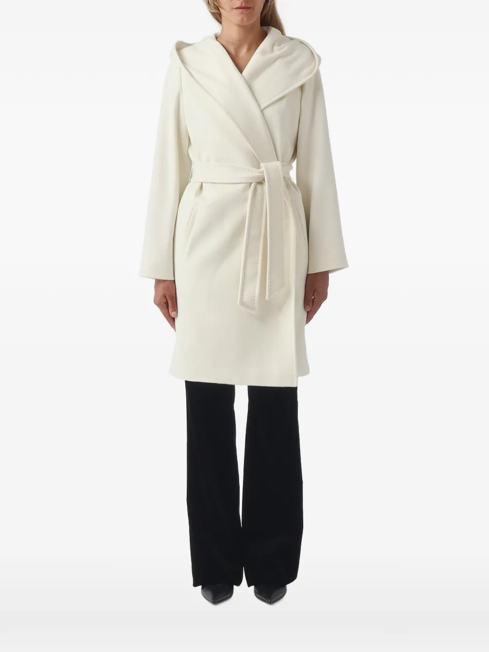 Max Mara New Mang hooded belted coat - Bianco