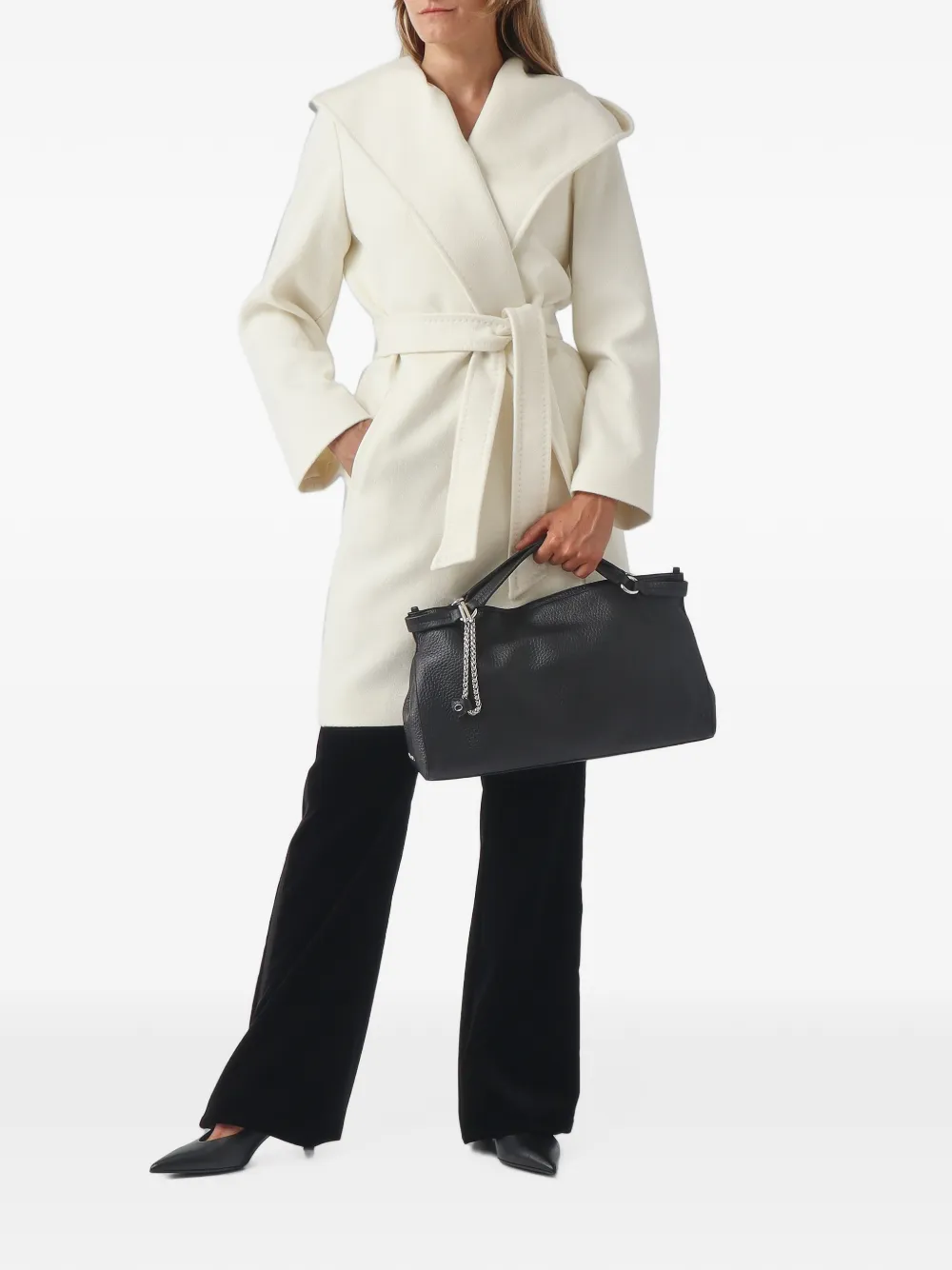 Max Mara New Mang jas met capuchon en ceintuur Wit