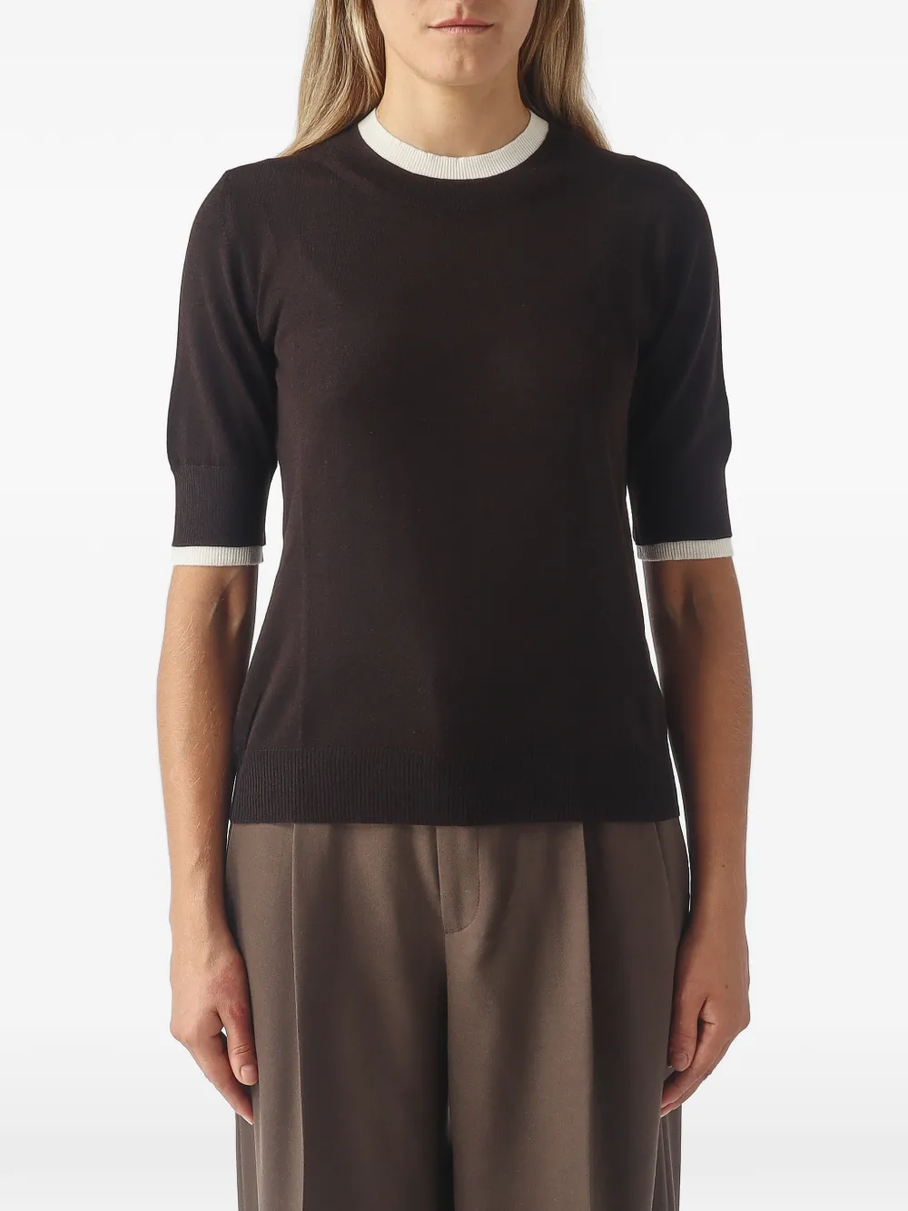 Gran Sasso contrast-trim short-sleeve sweater