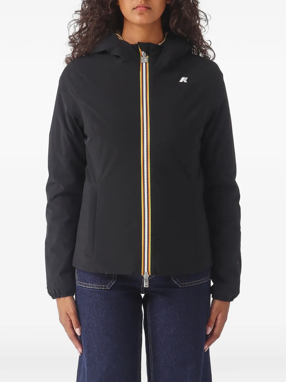 K-Way Lily hooded logo-patch jacket - Nero