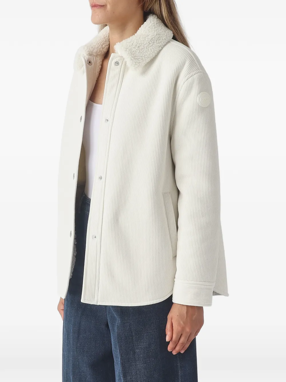 Colmar logo-patch single-breasted coat Wit