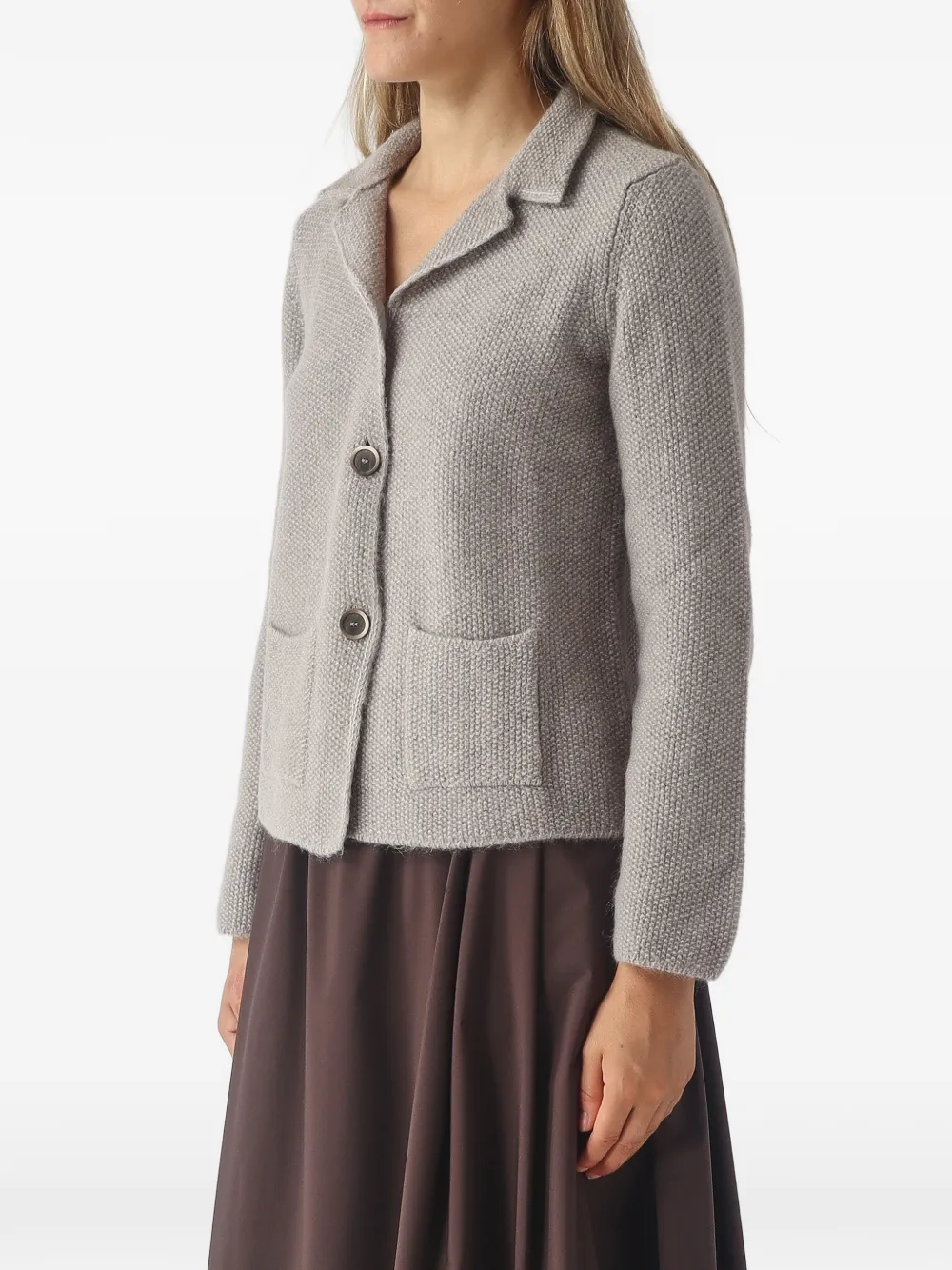 Gran Sasso Gebreid vest met gekerfde revers Grijs