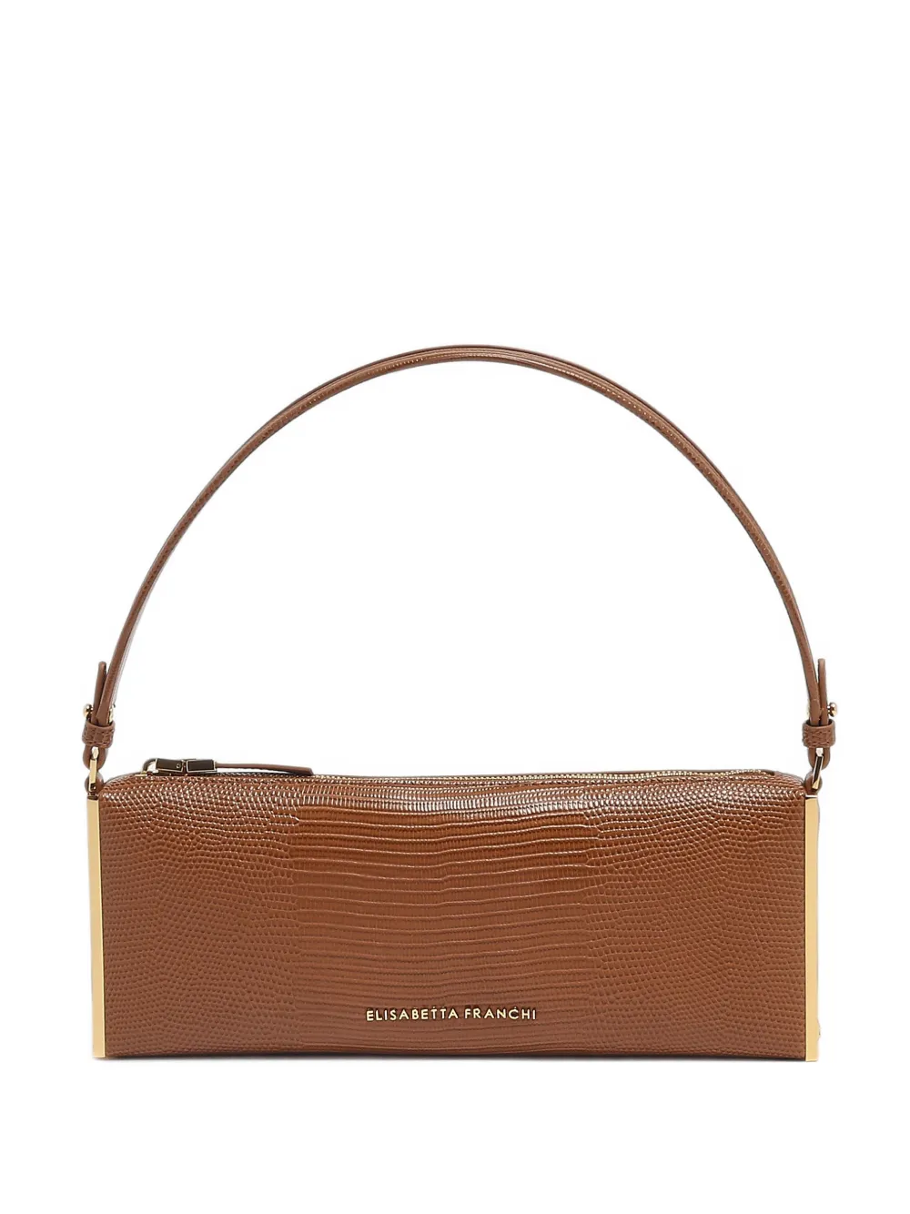 Elisabetta Franchi Borsa a spalla con effetto lucertola - Marrone