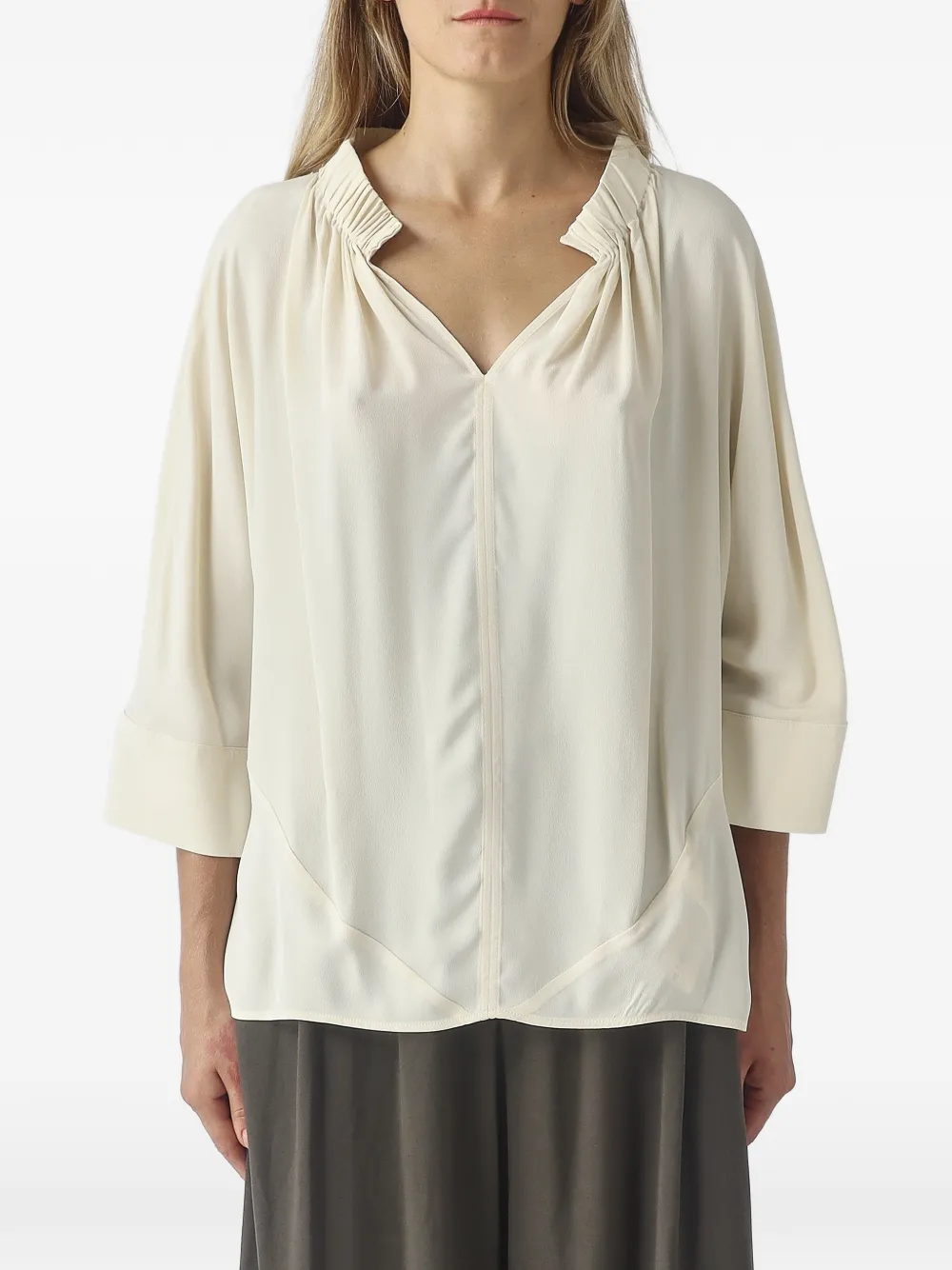 MeimeiJ gathered V-neck blouse