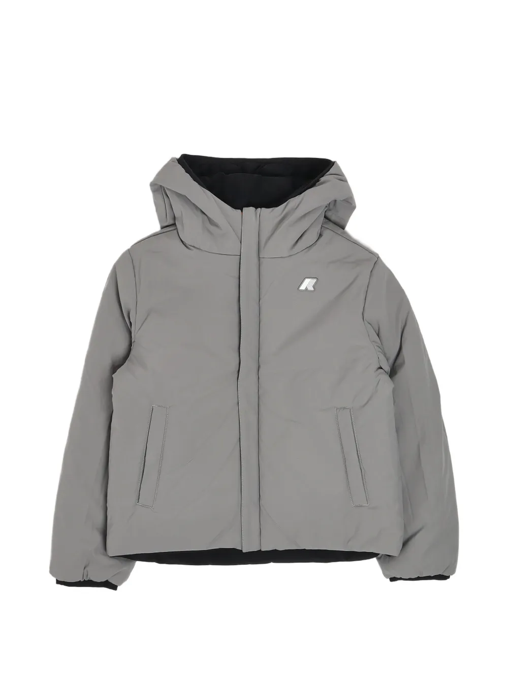 K Way Kids logo-patch hooded reversible jacket Zwart