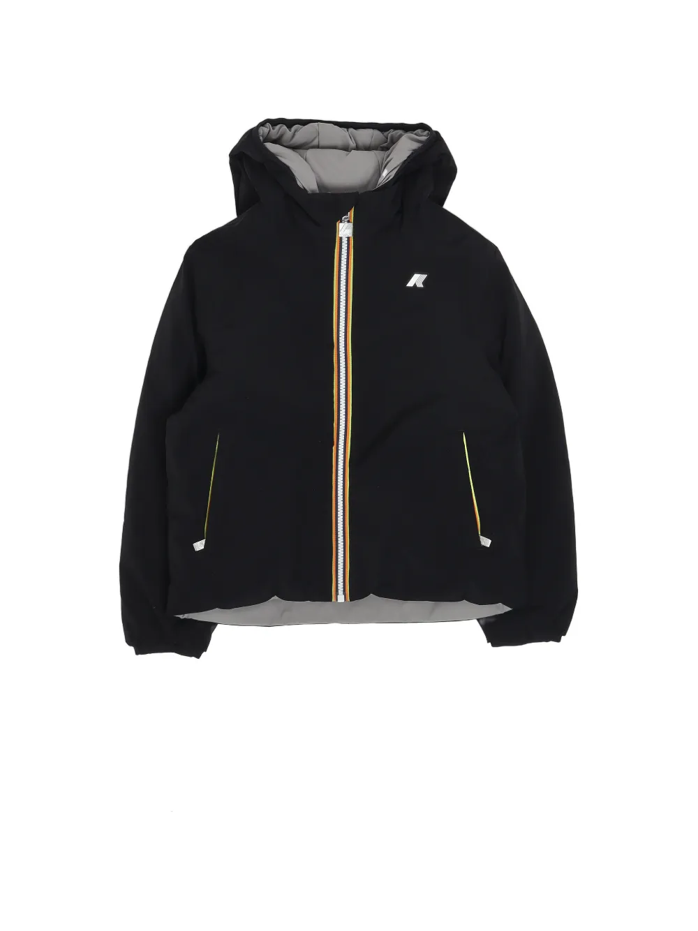 K Way Kids logo-patch hooded reversible jacket - Nero