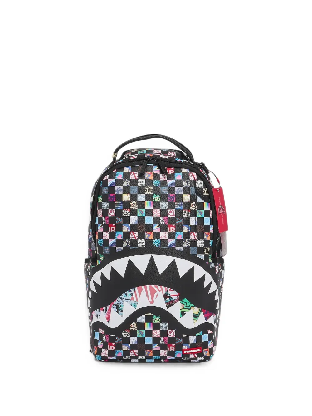 sprayground kid Shark Mouth checkered backpack - Nero