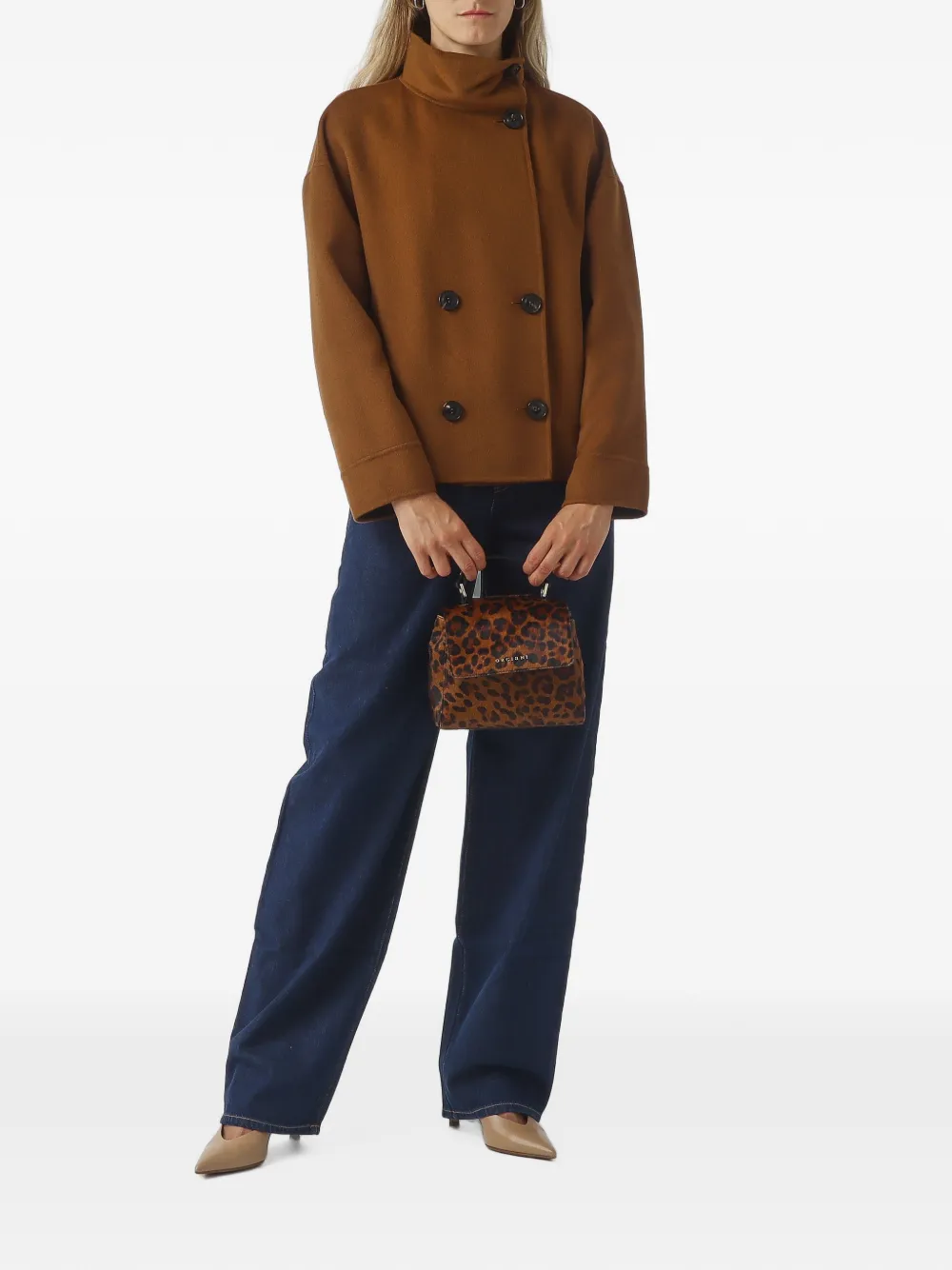 Orciani Shopper met luipaardprint Bruin