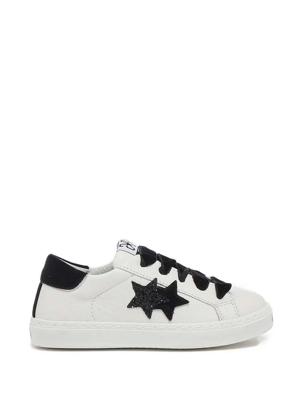 2 Star Kids baskets à lacets en velours et étoile paillette - Blanc 2 Star Kids baskets à lacets en velours et étoile paillette - Blanc