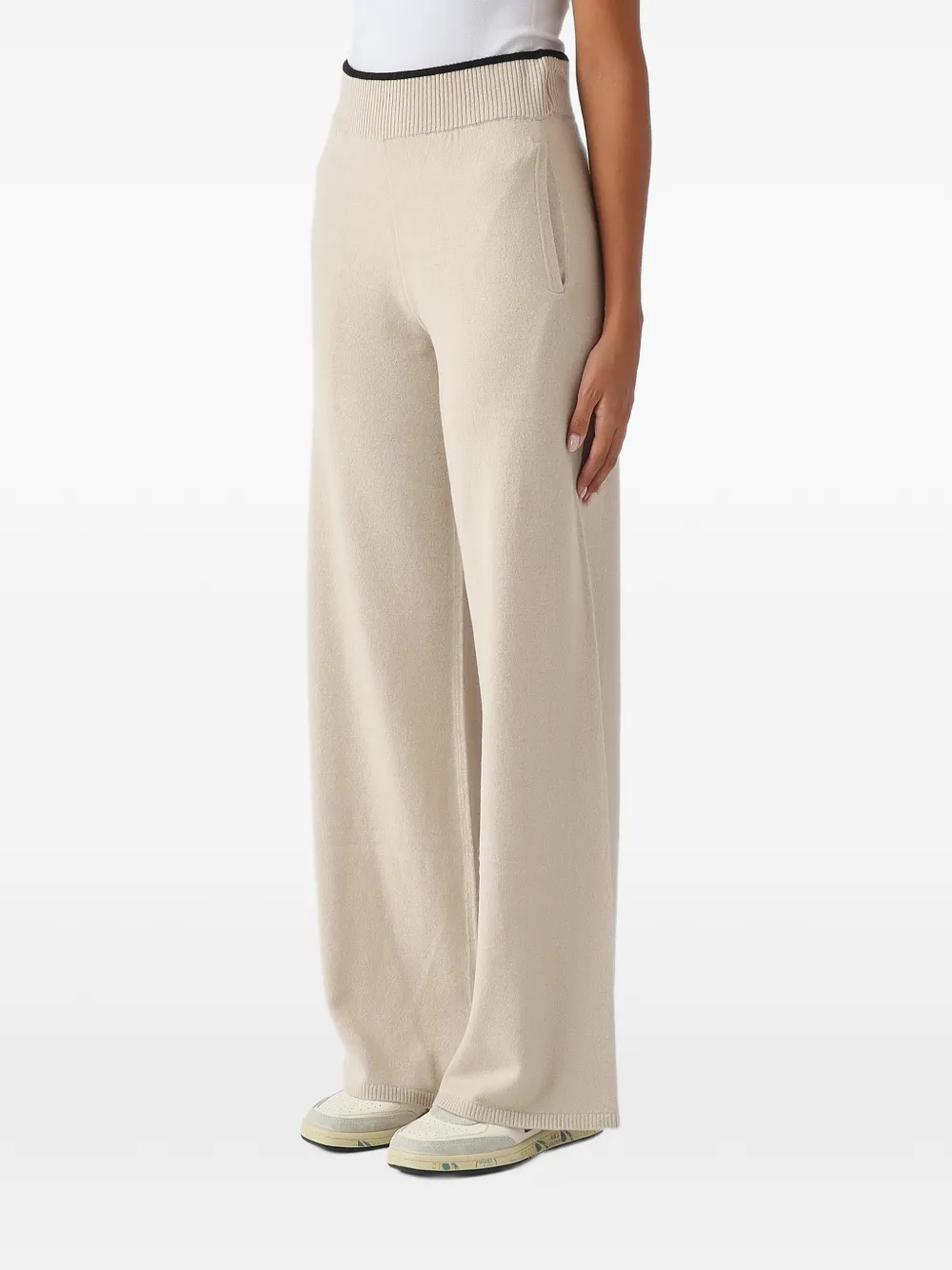 PINKO Siviglia ribbed-waistband wide-leg trousers