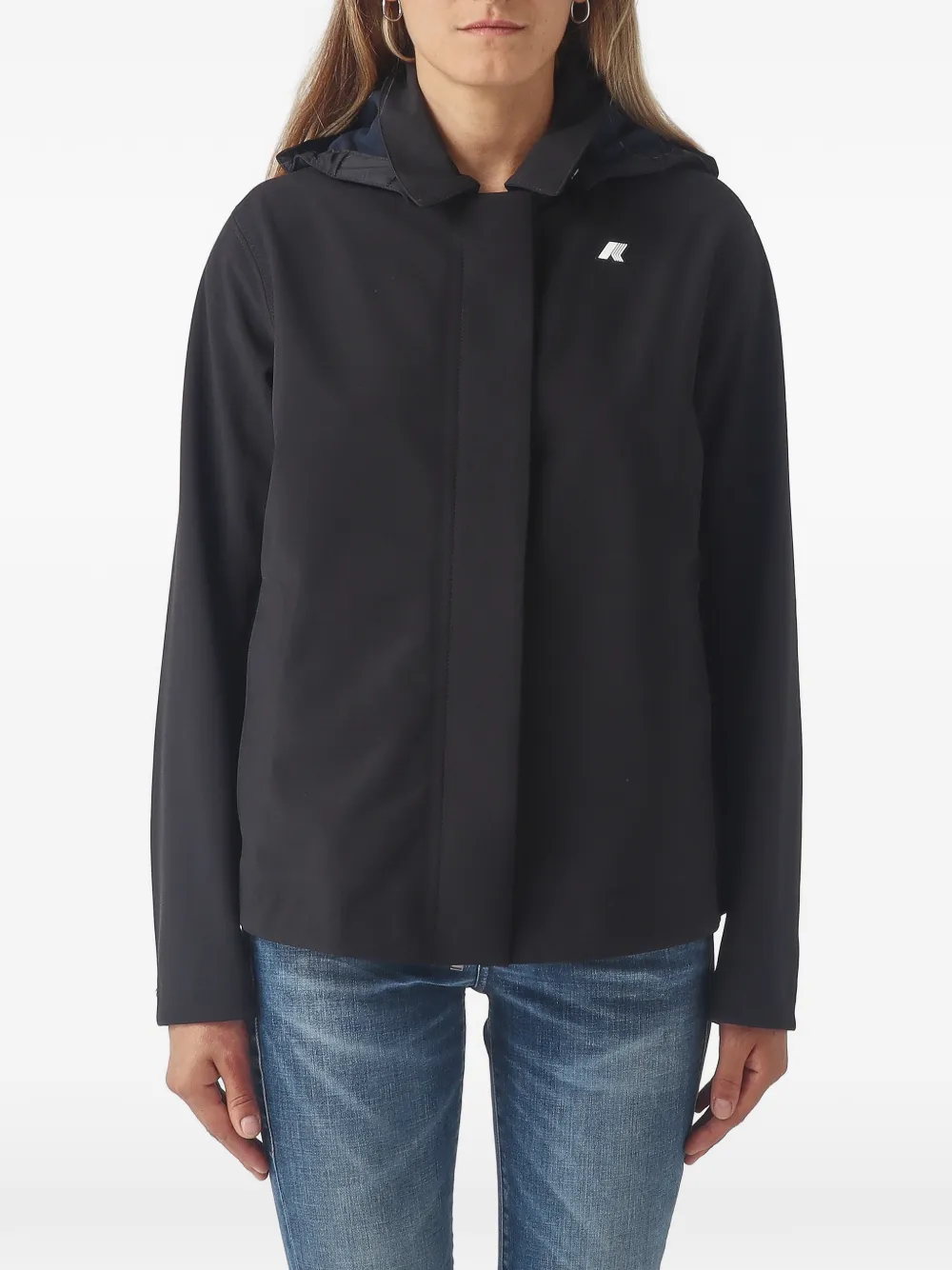 K-Way Bleizou logo-patch hooded jacket - Nero