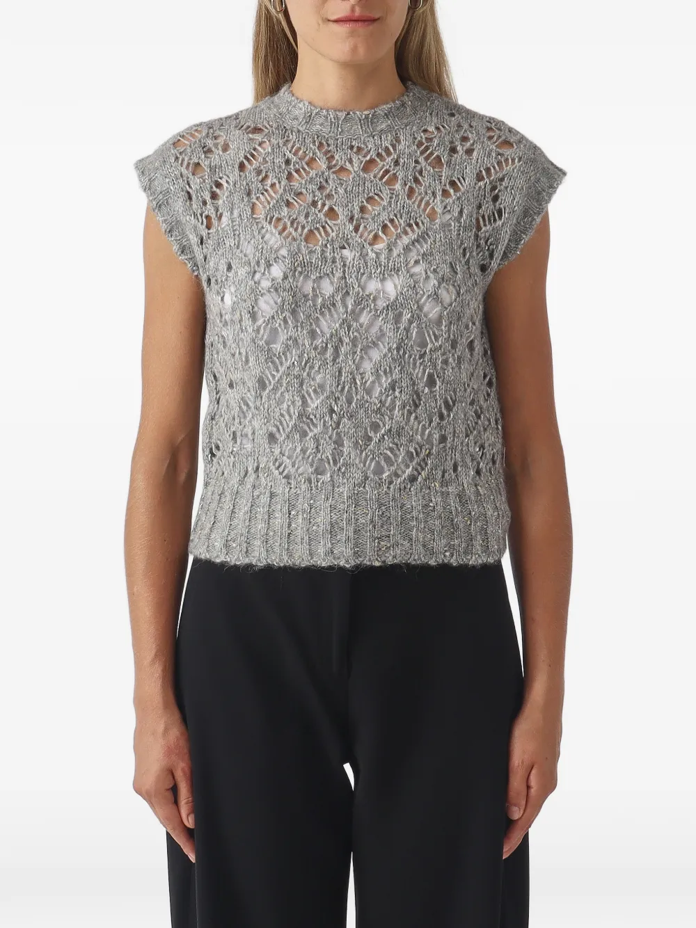 Max Mara Albero pointelle-knit vest - Grigio
