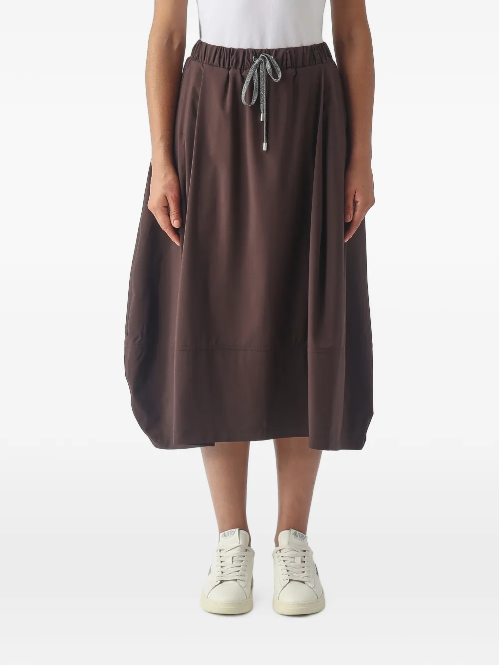Gran Sasso drawstring balloon midi skirt - Marrone