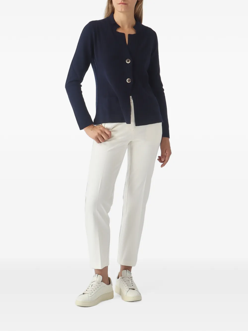 Gran Sasso Gebreid jack met knoopsluiting Blauw