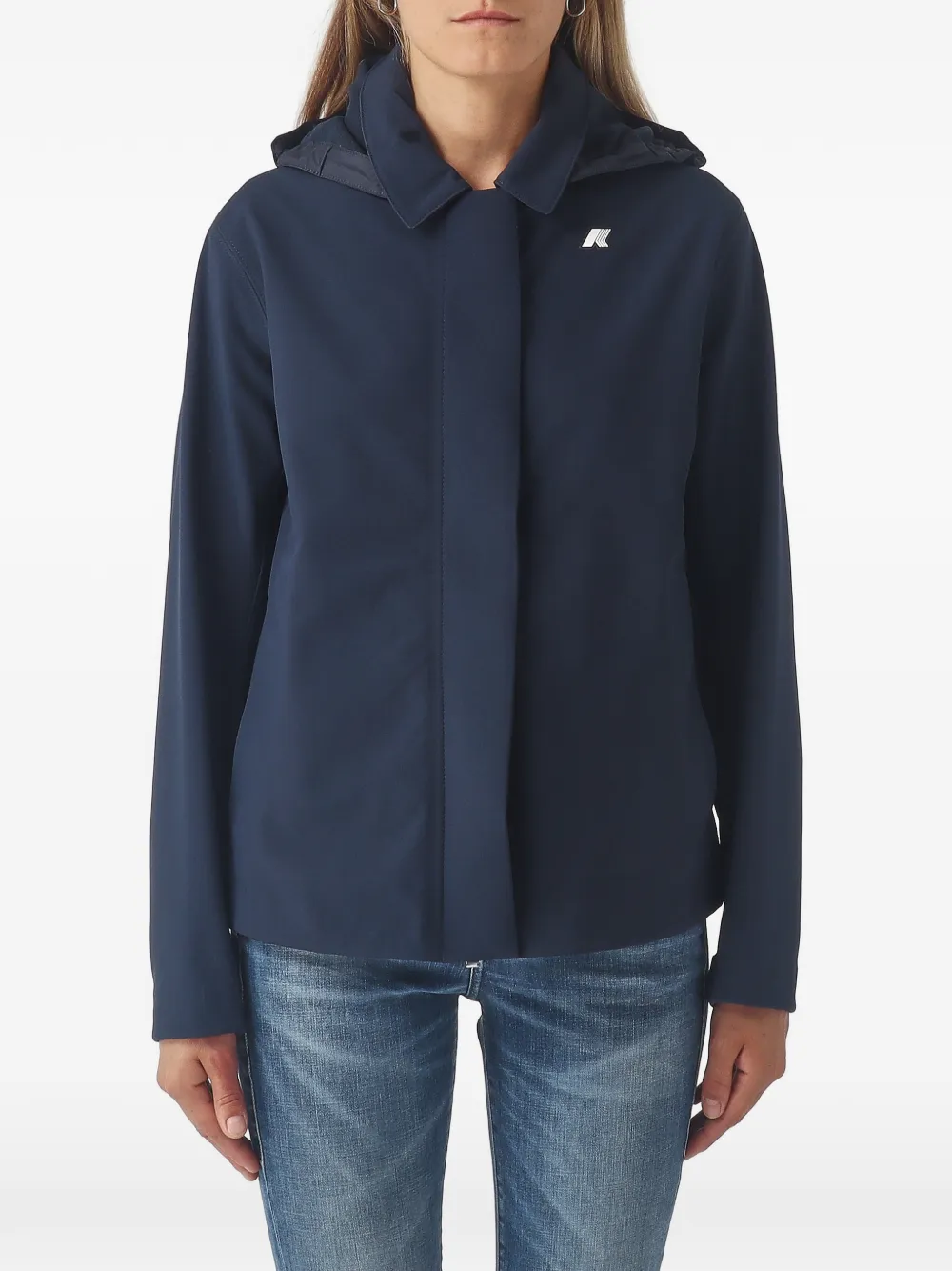 K-Way hooded logo-print jacket - Blu