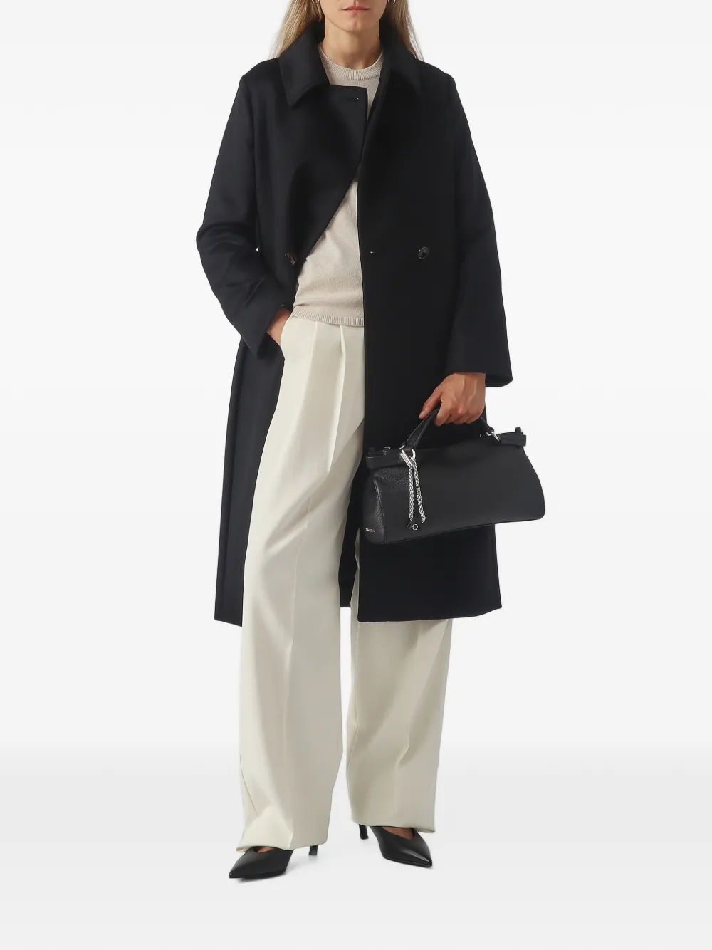 Orciani small Virgo leather tote bag Zwart