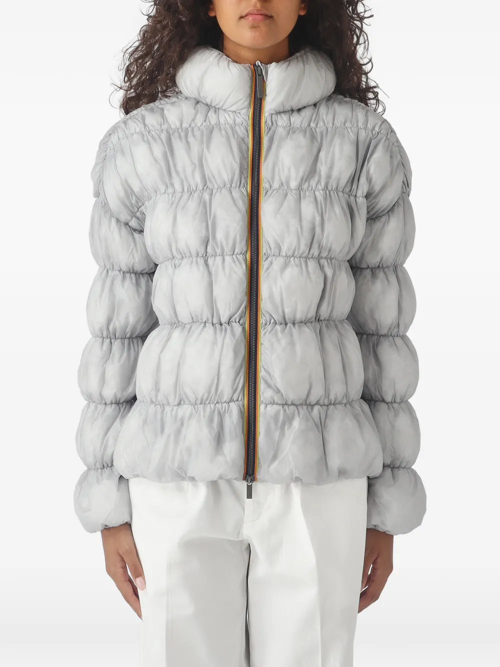 K-Way quilted hooded jacket - Grigio