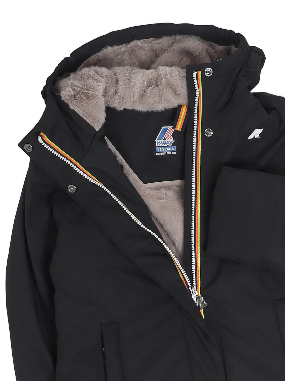 K Way Kids Jack met capuchon en logoprint Zwart