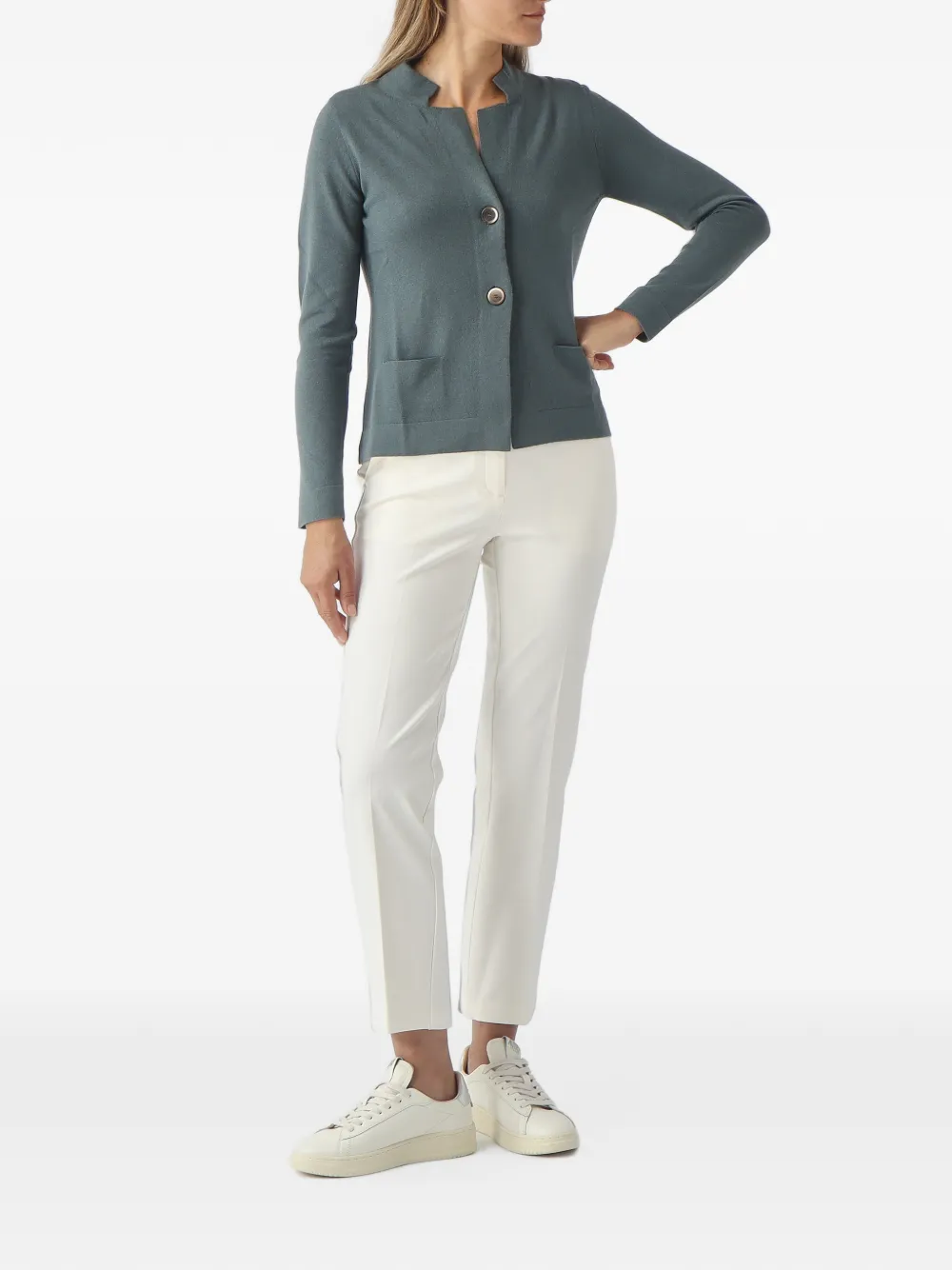 Gran Sasso Button-up jack met gekerfde revers Groen