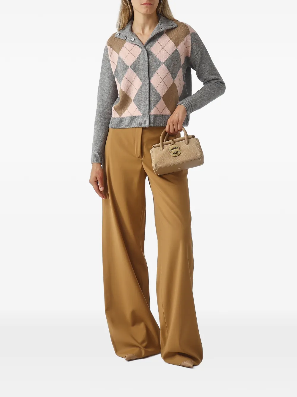 Max Mara Vest met argyle-patroon en rits Grijs