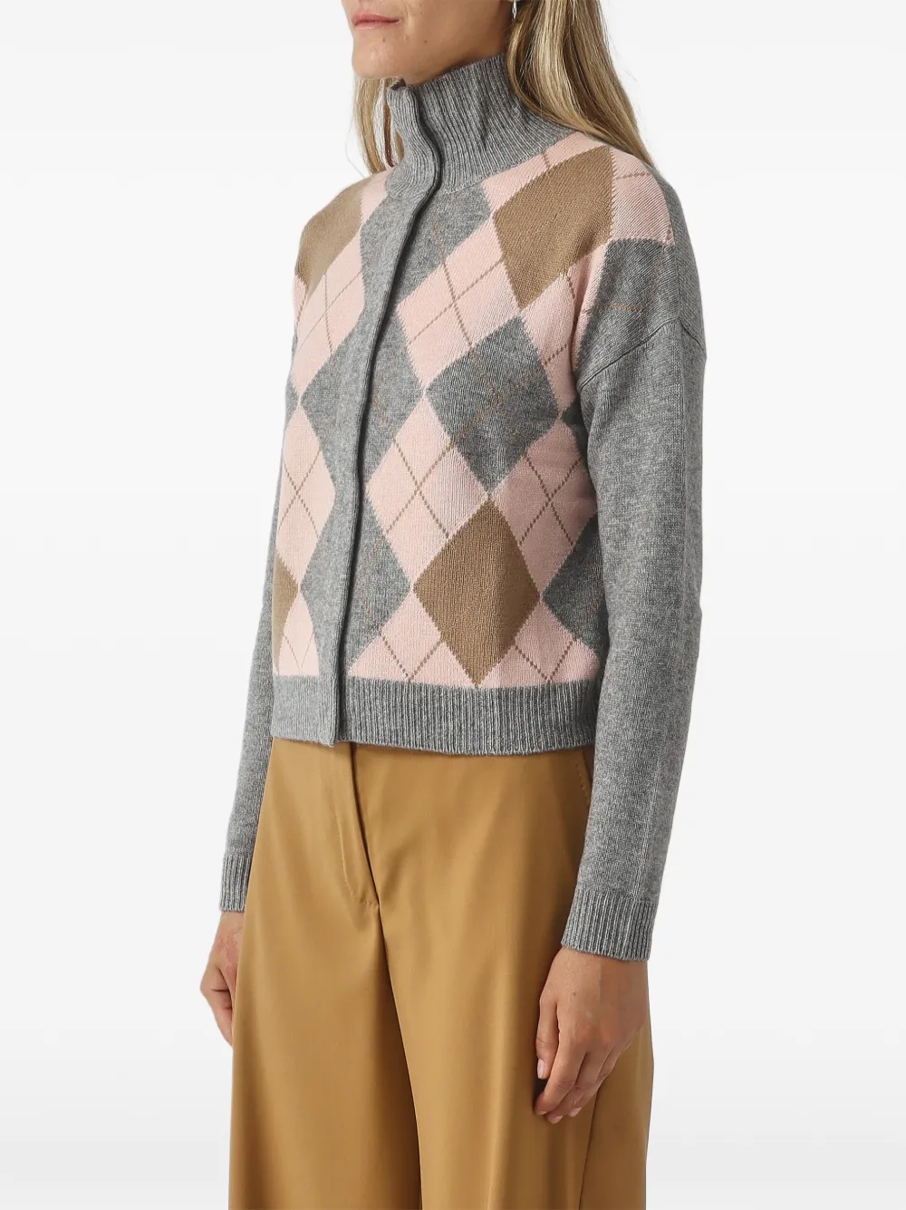 Max Mara Vest met argyle-patroon en rits Grijs