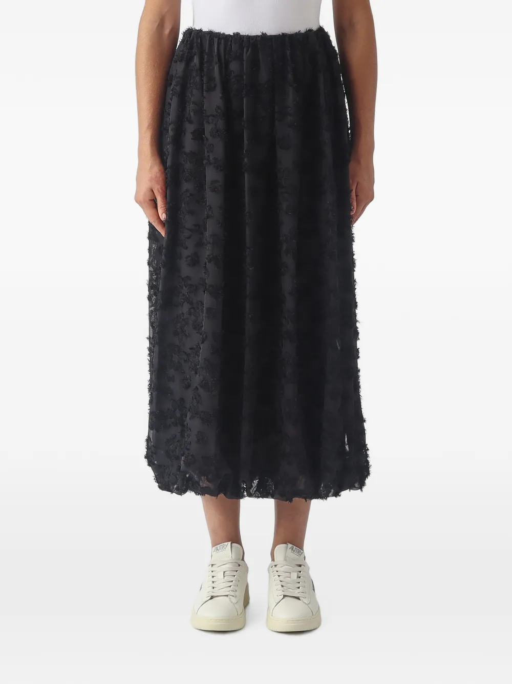 MeimeiJ textured-finish flared midi skirt