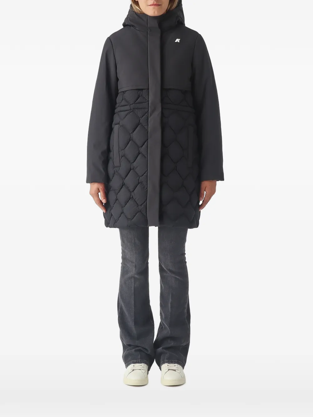 K-Way hooded quilted-panel jacket