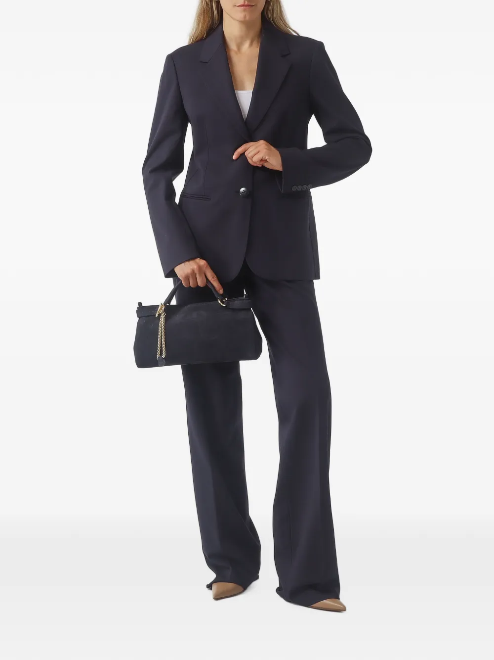 Orciani Kleine Virgo suède shopper met kettingdetail Blauw