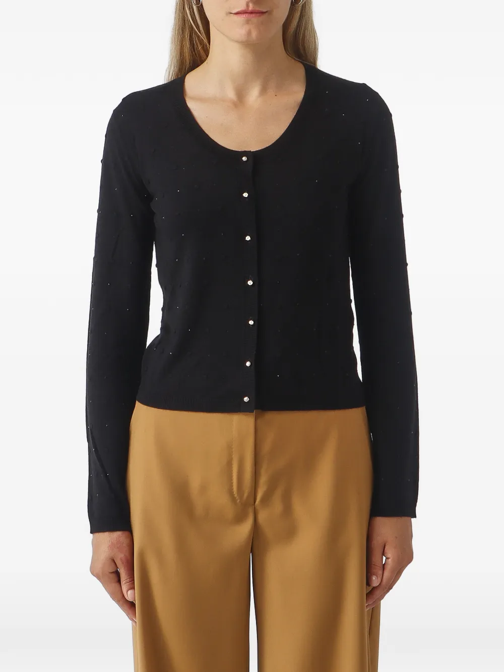 Max Mara Crystal-embellished Cardigan In 블랙