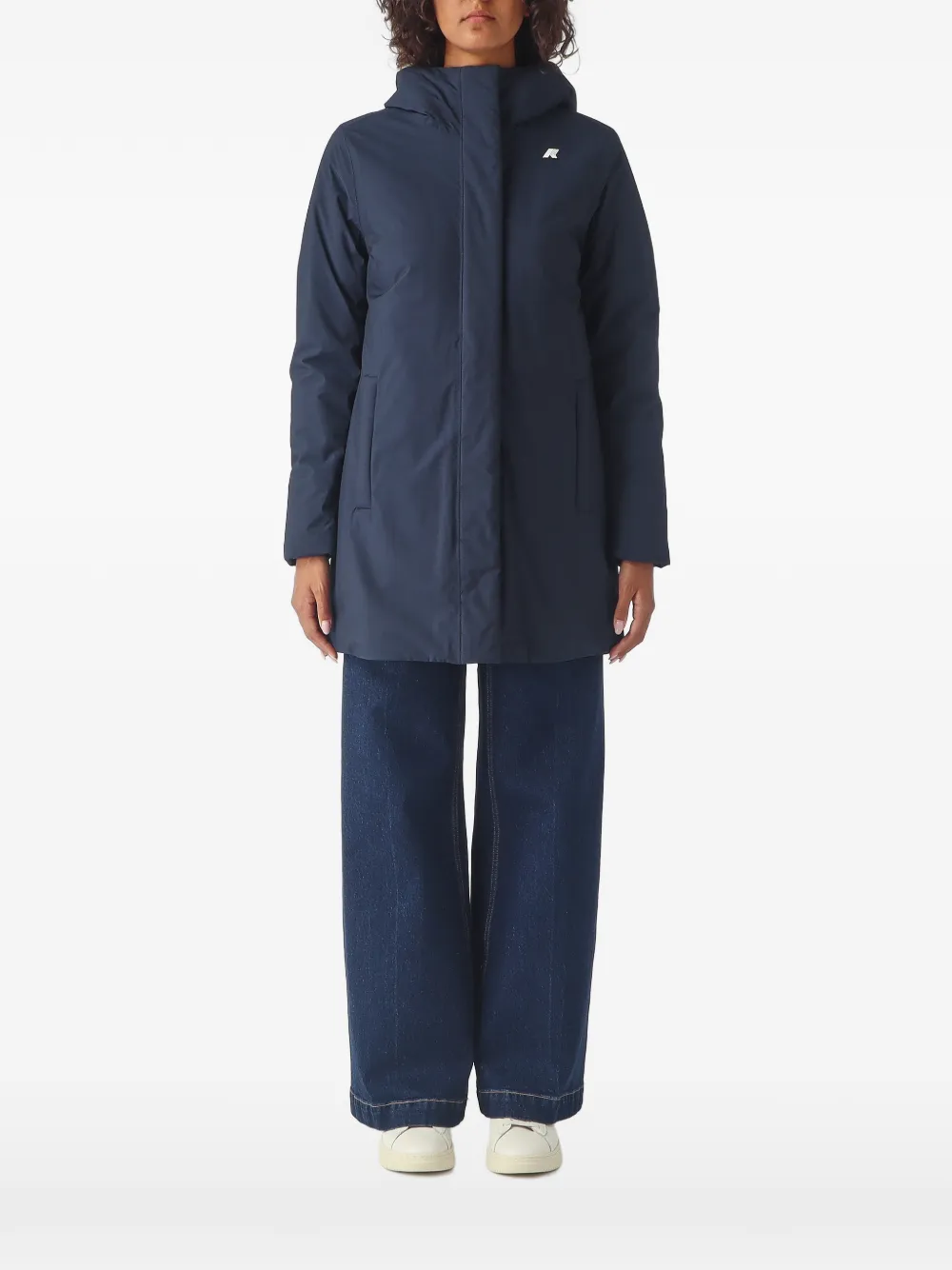 K-Way hooded logo-print coat - Blu
