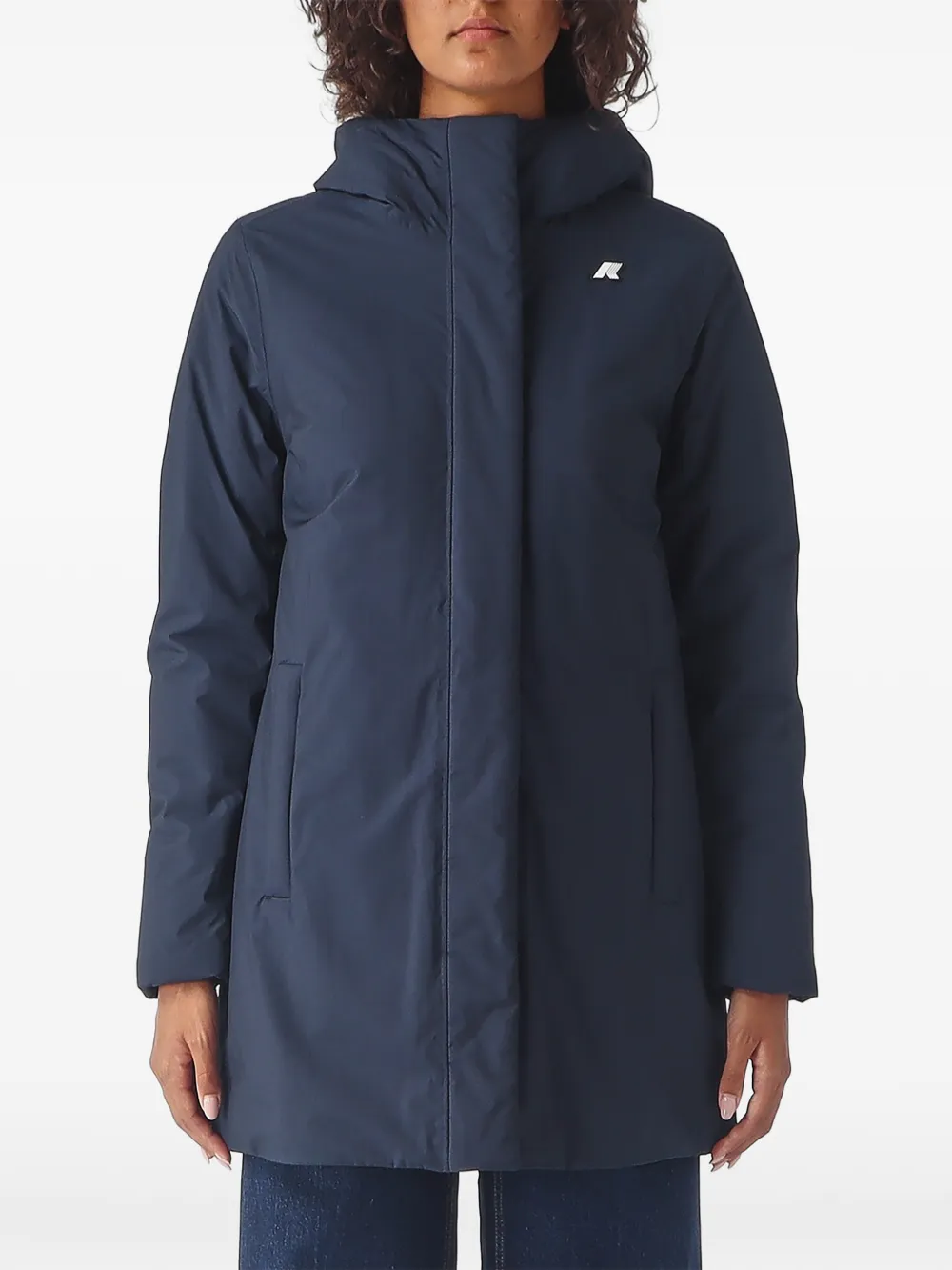 K-Way hooded logo-print coat - Blu