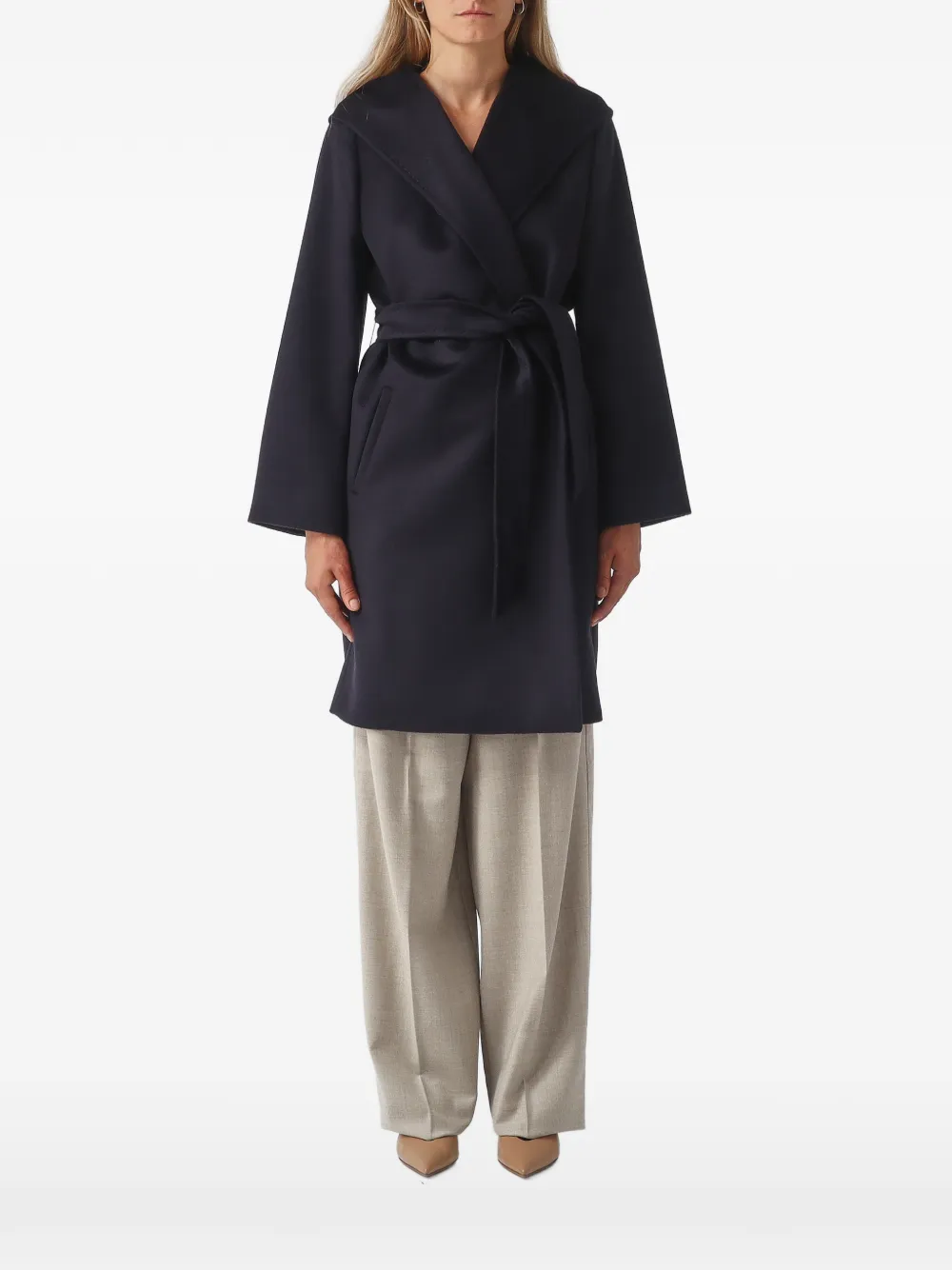 Max Mara hooded belted coat - Blu